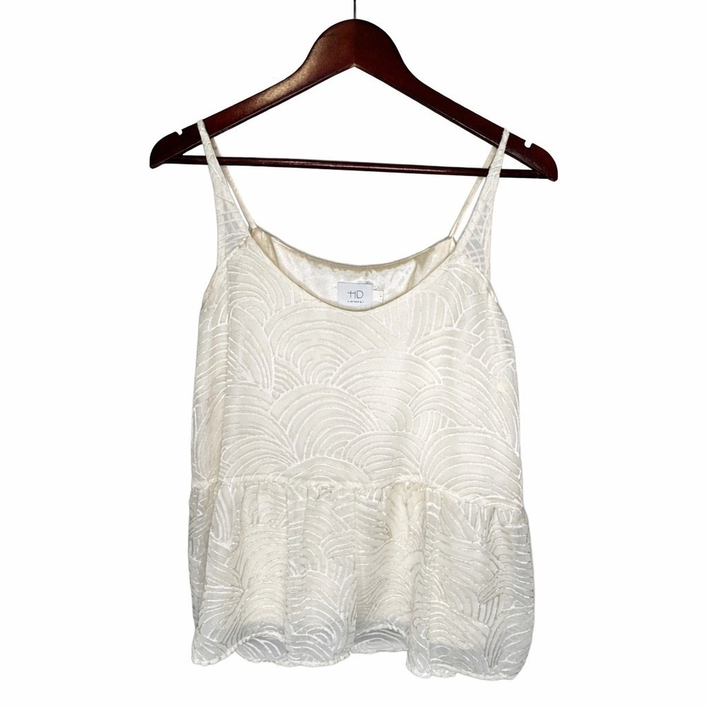 Anthropologie HD in Paris Ivory Textured Wave Peplum Camisole Top Size S - Picture 2 of 8